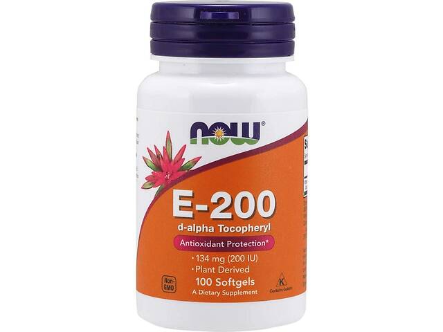 Витамин Е Vitamin E Now Foods 134 мг (200 МЕ) 100 гелевых капсул