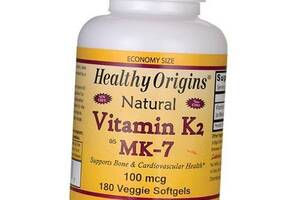 Вітамін К2, Менахінон-7, Vitamin K2 MK-7 100, Healthy Origins 180вег.гелкапс (36354025)