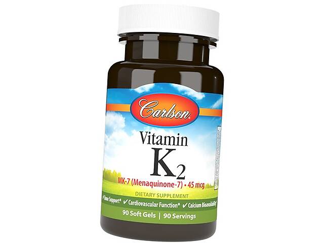 Витамин К2 Менахинон-7 Vitamin K2 MK-7 45 Carlson Labs 90гелкапс (36353094)