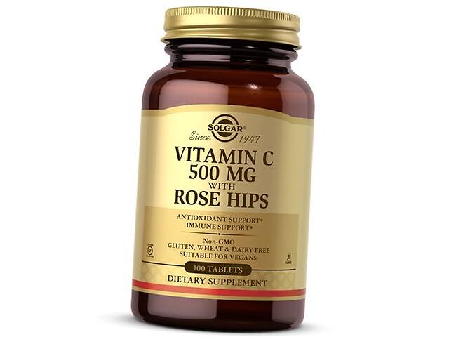 Витамин С с Шиповником Vitamin C 500 with Rose Hips Solgar 100таб (36313128)