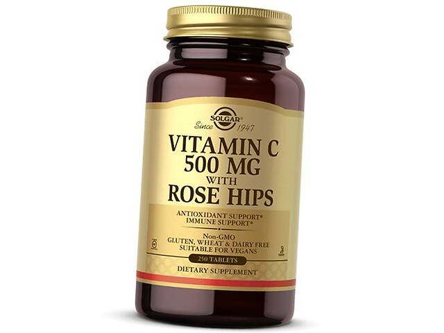 Витамин С с Шиповником Vitamin C 500 with Rose Hips Solgar 250таб (36313128)