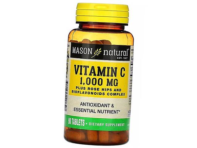 Витамин С с Шиповником и Биофлавоноидами Vitamin C 1000 + Rose Hips & Bioflavonoids Mason Natural 90таб (36529007)