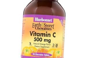 Вітамін С жувальний, Vitamin C 500 Chew, Bluebonnet Nutrition 90таб Апельсин (36393017)