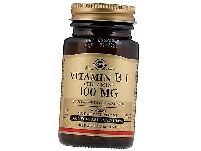 Витамин В1 Тиамин Гидрохлорид Vitamin B1 Solgar 100вегкапс (36313179)