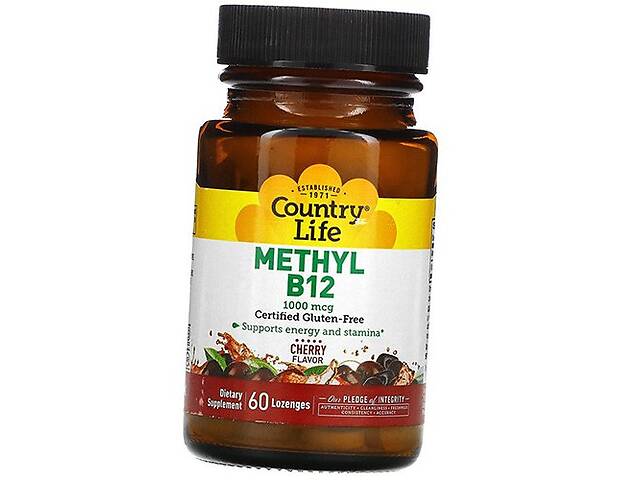 Витамин В12 Метилкобаламин Methyl B12 1000 Country Life 60леденцов Вишня (36124107)