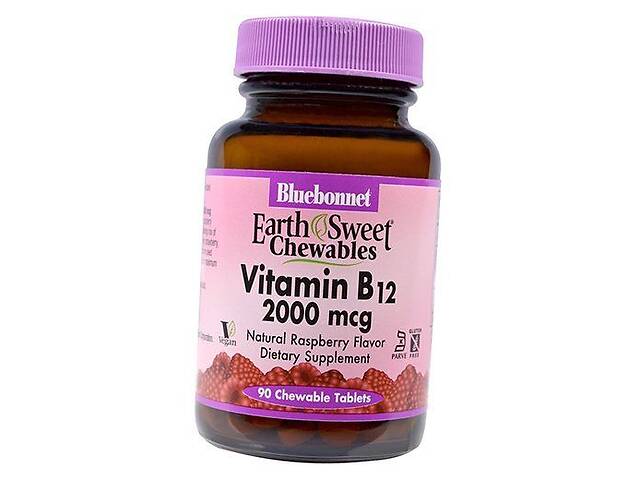 Витамин В12 Цианокобаламин Vitamin B12 2000 Bluebonnet Nutrition 90таб Малина (36393084)