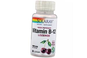 Витамин В12 Vitamin B-12 5000 Lozenge Solaray 30леденцов Черешня (36411066)