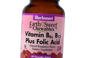 Витамин В6 В12 и Фолиевая кислота Vitamin B6 B12&Folic Acid Bluebonnet Nutrition 60таб Малина (36393014)