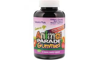 Витаминно-минеральный комплекс Nature's Plus Animal Parade Gummies 75 Animal-Shaped Chewables Cherry Orange Grape fla...