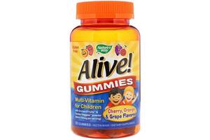 Витаминно-минеральный комплекс Nature's Way Alive! Gummies Multi-Vitamin for Children 90 Gummies Cherry Orange Grape...