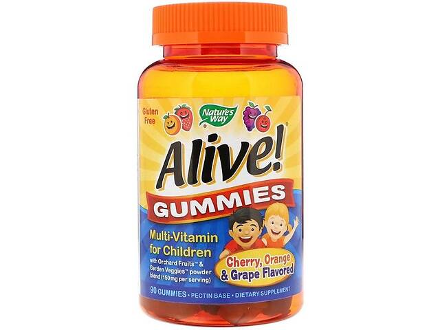 Витаминно-минеральный комплекс Nature's Way Alive! Gummies Multi-Vitamin for Children 90 Gummies Cherry Orange Grape...