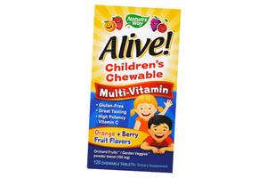 Витамины для детей Alive! Children's Chewable Multi-Vitamin Nature's Way 120таб Апельсин-ягода (36344006)