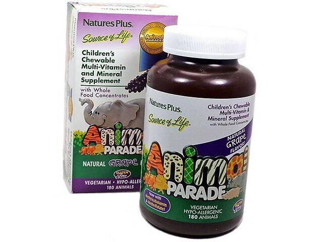 Витамины для детей Animal Parade Children's Multi Nature's Plus 180таб Виноград (36375037)