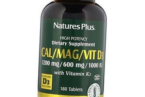 Вітаміни для кісток та зубів Cal/Mag/Vit D3 with Vitamin K2 Tab Nature's Plus 180таб (36375125)