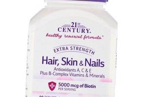 Вітаміни для волосся шкіри та нігтів Hair Skin&Nails Extra 21st Century 90таб (36440032)