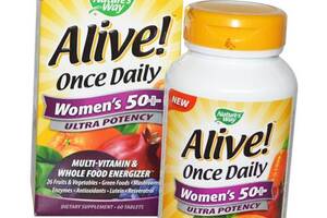 Вітаміни для жінок після 50 років Alive! Once Daily Women's 50+ Ultra Potency Nature's Way 60таб (36344018)