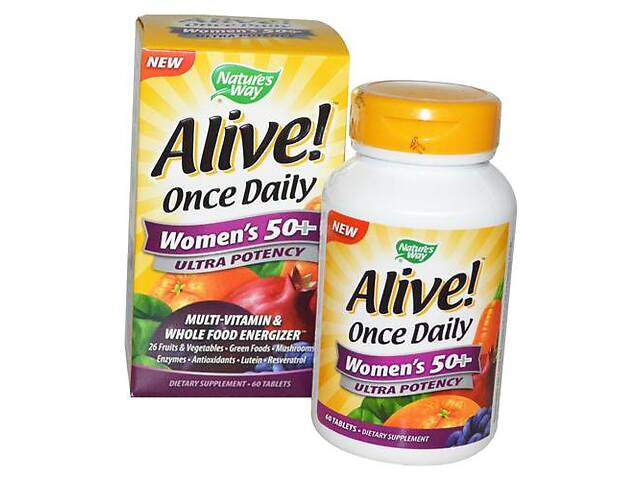 Вітаміни для жінок після 50 років Alive! Once Daily Women's 50+ Ultra Potency Nature's Way 60таб (36344018)