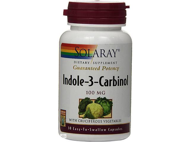 Индол-3-карбинол поддержка баланса эстрогена Indole-3-Carbinol Solaray 100 мг 30 вегетарианских капсул