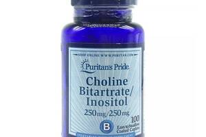 Инозитол Puritan's Pride Choline Bitartrate Inositol 100 Caplets