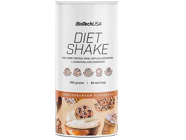 Заменитель питания BioTechUSA Diet Shake 720 g /24 servings/ Cookies Cream