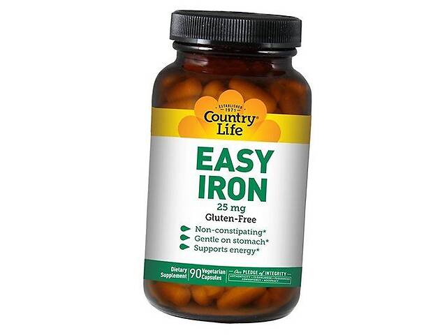 Железо в легкоусвояемой форме Country Life Easy Iron 90 вегкапс (36124060)