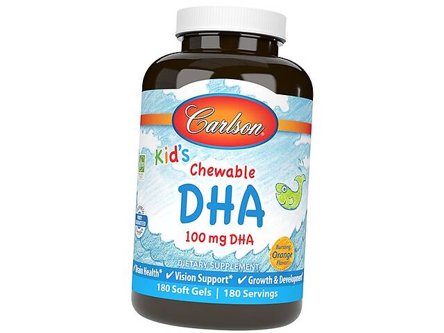 Жевательная ДГК для детей Kid's DHA Carlson Labs 180гелкапс Апельсин (67353008)