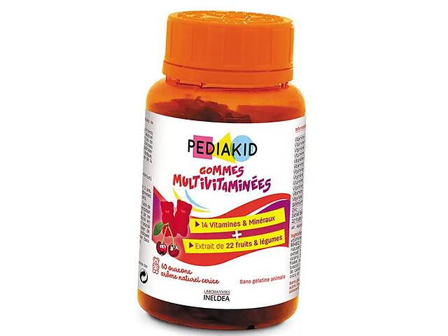 Жевательные мультивитамины для детей Pediakid Multivitamin Gummies 60 таб Натуральная вишня (36505004)