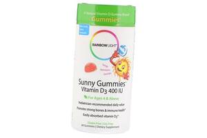 Жевательный Витамин Д3 для детей Sunny Gummies Vitamin D3 400 Rainbow Light 60таб Мандарин-апельсин (36316042)