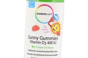 Жевательный Витамин Д3 для детей Sunny Gummies Vitamin D3 400 Rainbow Light 60таб Мандарин-апельсин (36316042)