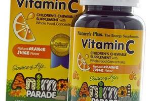 Жевательный Витамин С для детей Animal Parade Vitamin C Childrens Nature's Plus 90таб Апельсин (36375042)