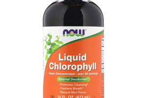 Жидкий Хлорофилл, Liquid Chlorophyll, Now Foods, мятный вкус, 473 мл.