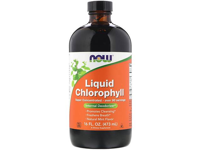 Жидкий Хлорофилл, Liquid Chlorophyll, Now Foods, мятный вкус, 473 мл.