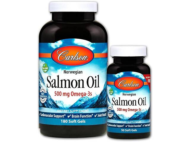 Жир лосося Carlson Labs Salmon Oil 1000 mg 180 + 50 Soft Gels