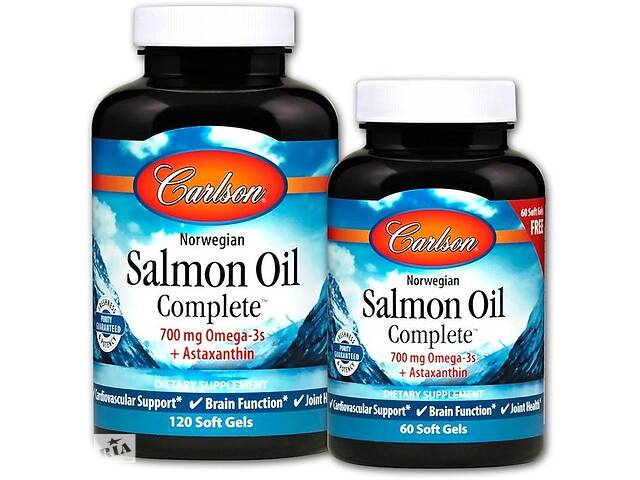 Жир лосося Carlson Labs Salmon Oil Complete 120+60 Soft Gels