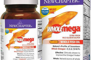 Жир лосося New Chapter Wholemega Extra Virgin Wild Alaskan Salmon Whole Fish Oil 1000 mg 180 Softgels