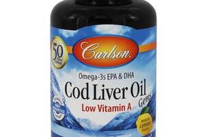 Жир из печени трески Carlson Labs Cod Liver Oil Gems Low Vitamin A 1000 mg 150 Soft Gels Lemon Flavor