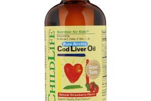 Жир из печени трески ChildLife Cod Liver Oil, 8 fl oz 237 ml Natural Strawberry Flavor CDL10500