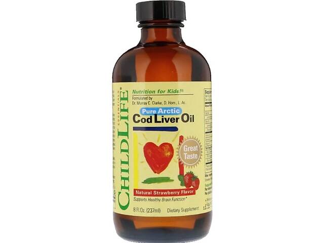Жир из печени трески ChildLife Cod Liver Oil, 8 fl oz 237 ml Natural Strawberry Flavor CDL10500