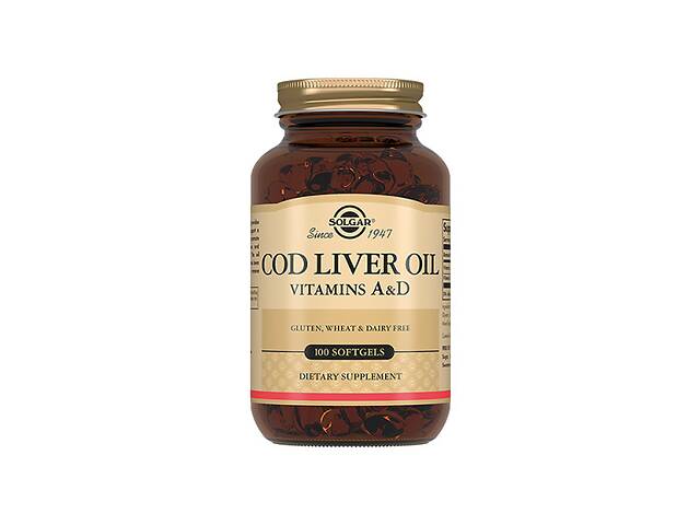 Жир из печени трески Solgar Cod Liver Oil Vitamin A & D 100 Softgels