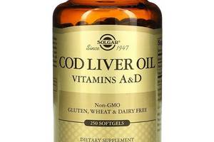 Жир из печени трески Solgar Cod Liver Oil Vitamin A & D 250 Softgels