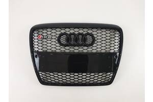 Решетка радиатора Audi A6 2004-2011год Черная под парктроники (в стиле RS)