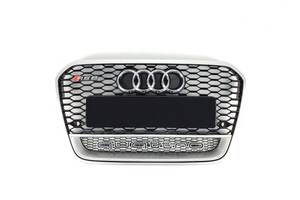 Решетка радиатора Audi A6 2011-2014год Черная с серой рамкой Quattro (в стиле RS)