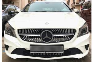 Решетка радиатора Mercedes CLA C117 (13-16) стиль Diamond AMG (серебро)