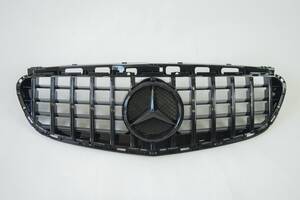 Решетка радиатора Mercedes w212 (13-16) стиль AMG GT Panamericana (черный глянц)