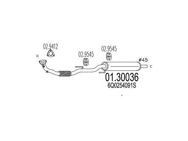 Резонатор средняя часть для моделей:SEAT (IBIZA,IBIZA,IBIZA,IBIZA), SKODA (FABIA,ROOMSTER,FABIA), VOLKSWAGEN (POLO,P...