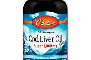 Рыбий жир из печени трески Carlson Labs Cod Liver Oil норвежский 1000 мг 250 капсул (1122)