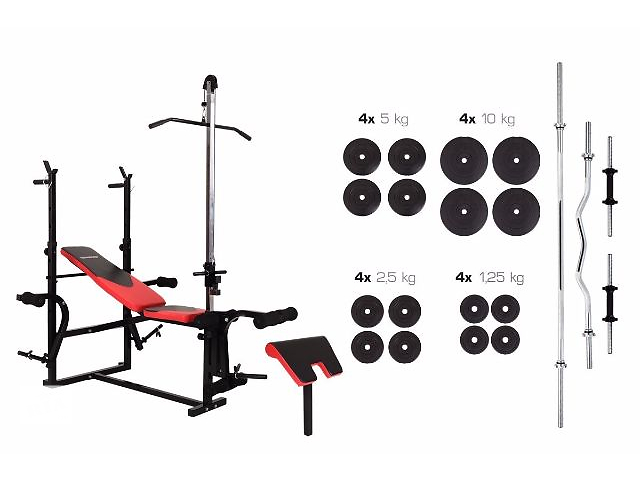 Лавка штанга гантелі Hop-Sport набір 91 кг (HS-1070+тяга+парта бітумні) наявність та ціни уточнюйте