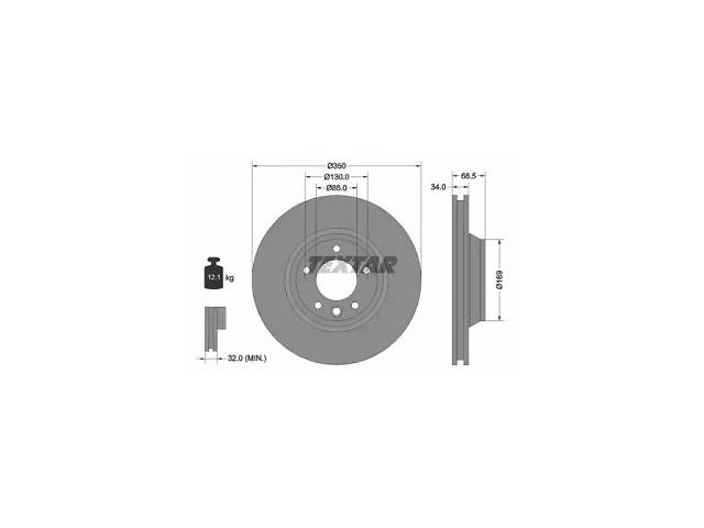 TEXTAR Диск тормозной (передний) Audi Q7 06-15/Porsche Cayenne 02-/VW Touareg 02-10 (350x34) (R) PRO+ (92121805)