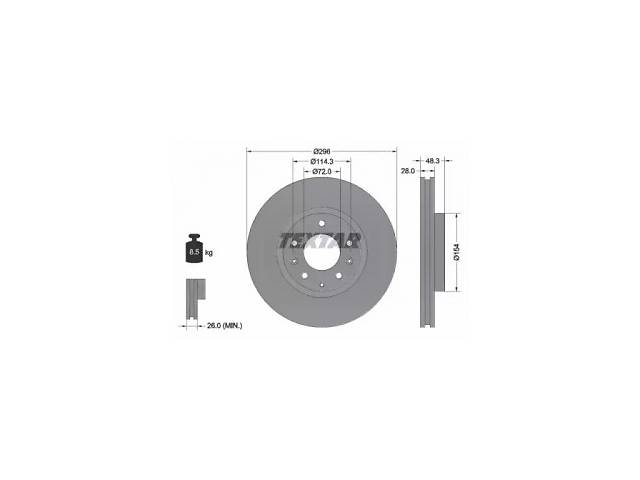 TEXTAR Диск тормозной (передний) Mazda CX-7 06-14 (296x28) PRO (92180803)