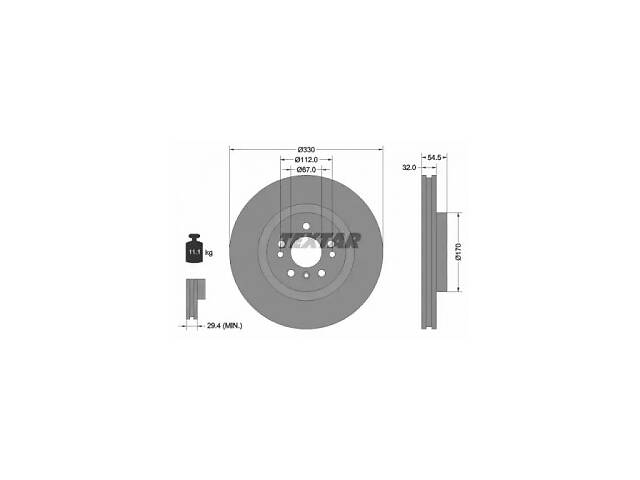 TEXTAR Диск тормозной (передний) MB M-class (W166) 11-15/ GLE (W166) 15- (330x32) PRO+ (92260405)